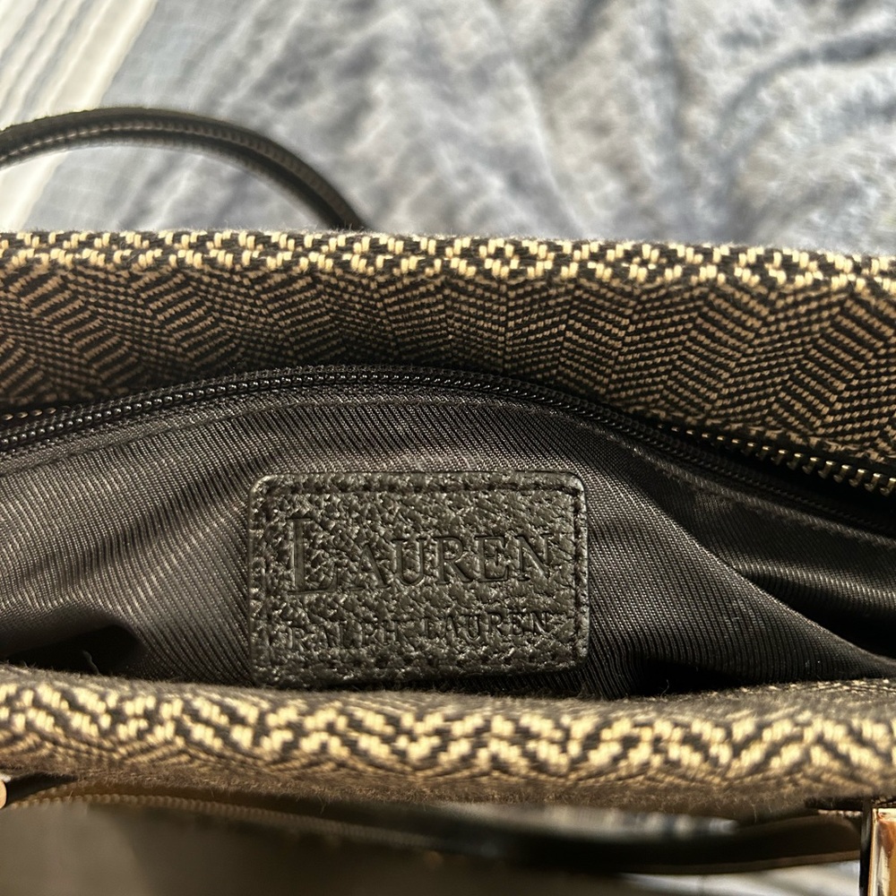 Vintage Lauren Ralph Lauren Black and Cream /white Patterned Tote - Picture 5 of 8